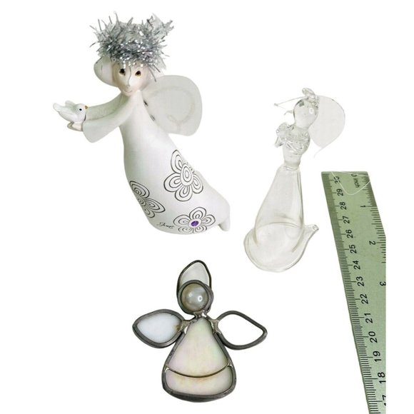 20 Angel Ornaments Vintage Capiz Shell Stained & Blown Glass Porcelain Crystal - Picture 7 of 12